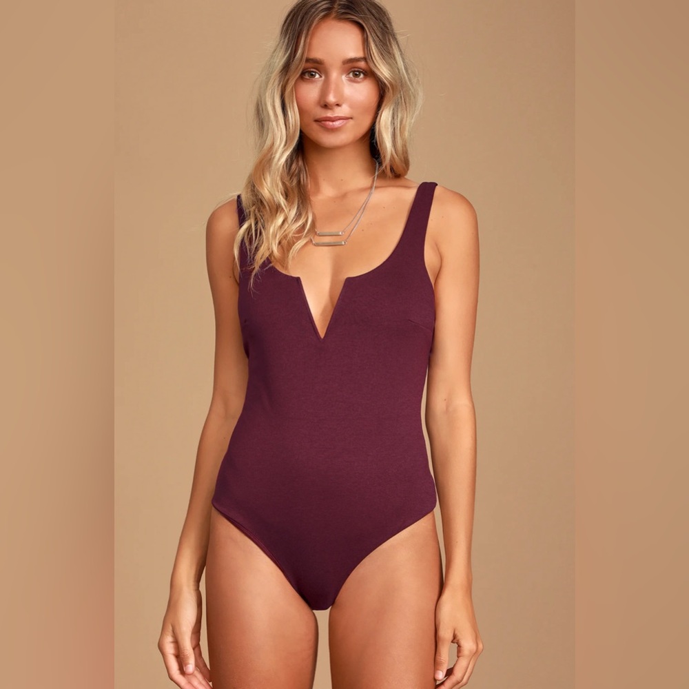 Lulus XOXO Burgundy Sleeveless Bodysuit: Size M